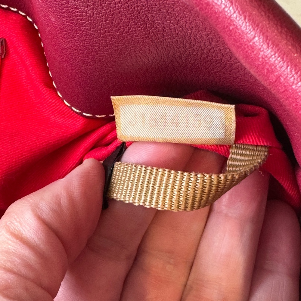 Dooney & Bourke Wine Red Leather Tote with Gold Logo Hardware - Picture 7 of 8